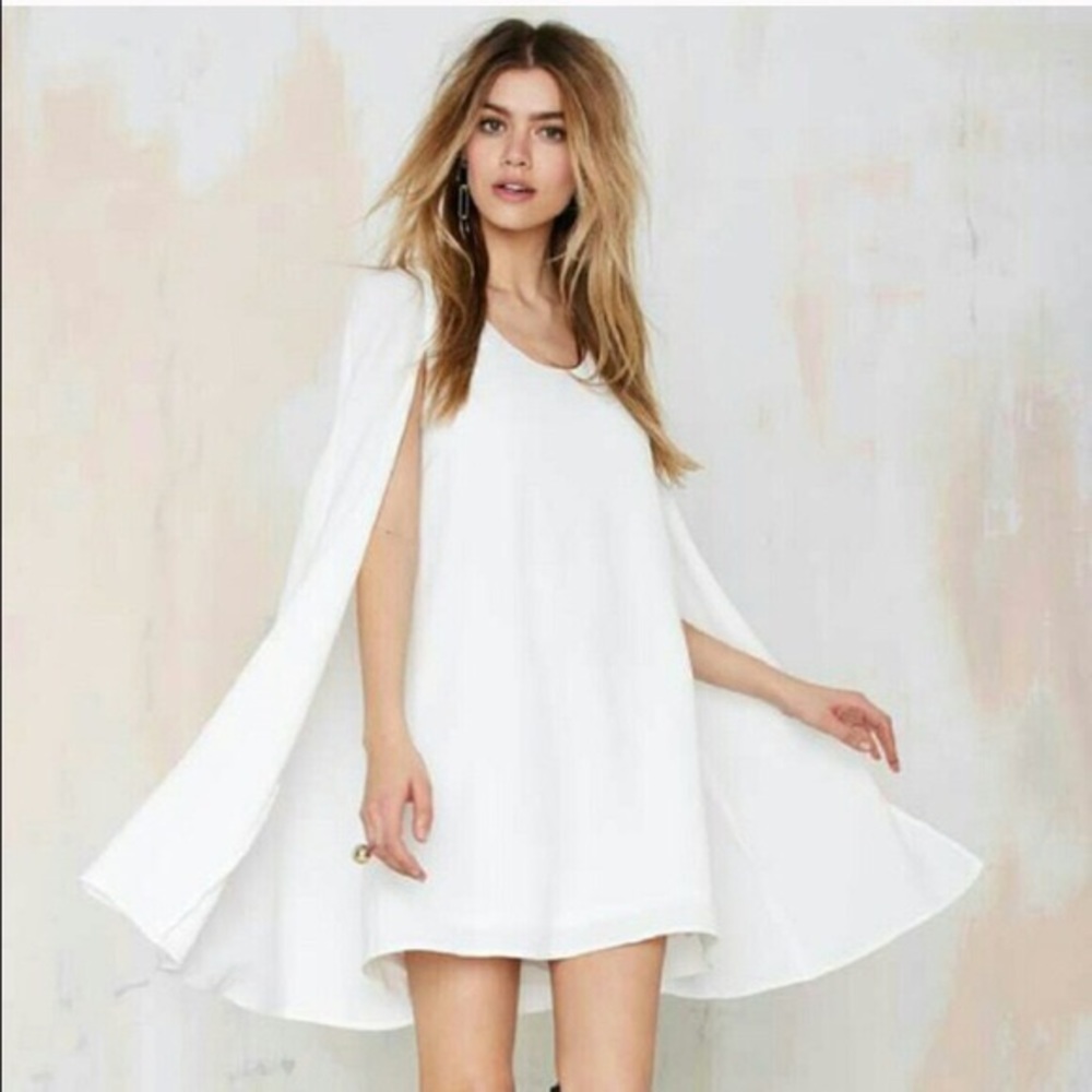 NASTY GAL white cape dress